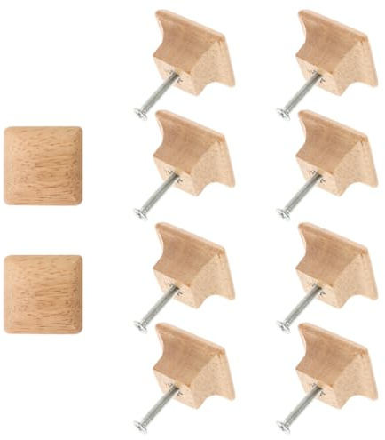 FOYTOKI Solid Wood Cabinet Knobs 10 Pack Square Drawer Handles for Cupboards Closets Doors and Furniture Smooth Surface Easy Install 1.38 X 1.38 X 0.91 in