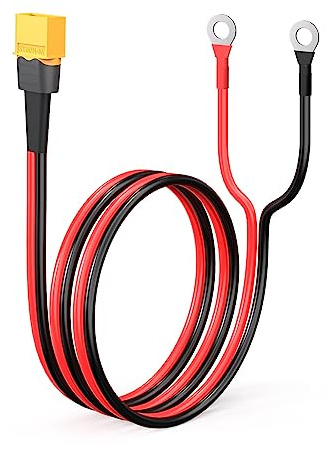ELFCULB Câble XT60 vers connecteur à bague O, câble de connecteur XT60 mâle à bague O de 12 AWG avec fil pur étain pour batterie RC, station d'énergie portable solaire et panneau solaire (60 cm)