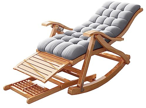 Lanmmraifc Klappbar Liegestuhl, Sonnenliege Hoch Senioren Gartenliege Liegender Recliner mit Kissen, Faltbar Balkon Campingstuhl für Reisen Strand Garten Patio Camping