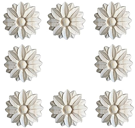 Hezhou Holz Ornament Holzornamente für Möbel Vintage Deko Geschnitztes Holz Skulptur Applique Onlay Lange Geschnitzte Holzschnitzerei Applikation Unbemalte für Möbel (M)