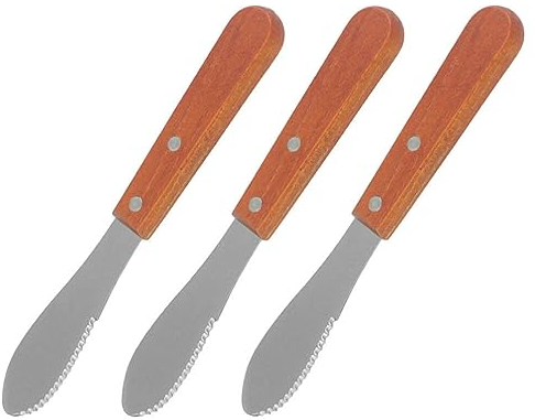UPKOCH Couteau à Fromage et Beurre en Acier Inoxydable et Bois 3 Pièces