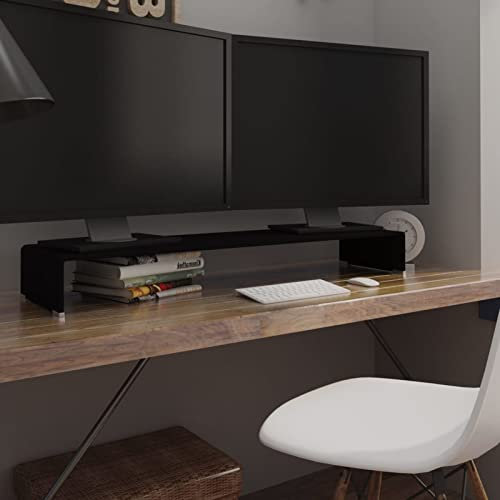 GuyAna TV-Tisch/Bildschirmerhöhung Glas Schwarz 110x30x13 cm Konsole FüR Tv Fernsehtisch Schmal