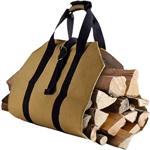 Firewood Bag Canvas Log Carrier Bag Firewood Storage Tote Bag with Shoulder and Hand Strap Canvas Fireplace Carrier Log Tote Bag for Outdoor Camping Best Gifts