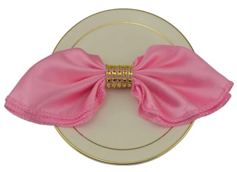 Servietten Quadratische 30 cm x 30 cm große Satin-Serviette, Cocktail-Serviette mit Hohlsaum, for Hochzeit, Party, Tischdecke, Küche, Abendessen, Taschentuch Papierservietten (Color : Light Pink)