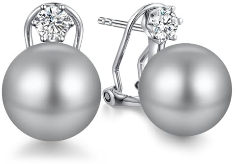 ZDaoBen Pärlörhänge 925 sterling silver pärla knappar pärlor med cubic zirconia diamanter smycken gåvor för kvinnor bröllop brud 10/13 mm, Sterlingsilver, Kubisk zirkonia