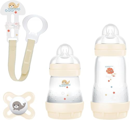 MAM Welcome To The World Geschenkset mit 3 Easy Start Anti-Kolik-Fläschchen, Start Nano-Schnuller, Clip It! & Cover, mit Schnullerhülle, neutral