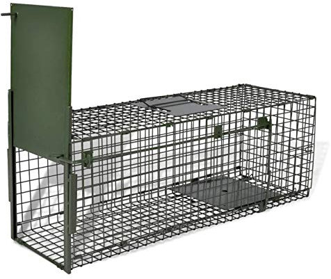 Homgoday Trampa para Animales Vivos 80 x 25 x 25 cm Jaula de Captura de Alambre con Puerta y Asa para Conejos Gatos Ratas Roedores 1 Puertas