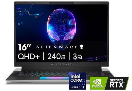 Alienware Ordinateur Portable de Jeu X16 R2 – Écran QHD+ 240 Hz 3 ms, Intel Core Ultra 9-185H, 32 Go de RAM LPDDR5X, 1 to SSD, NVIDIA GeForce RTX 4080 12 Go GDDR6, Windows 11 Home, Service sur site –