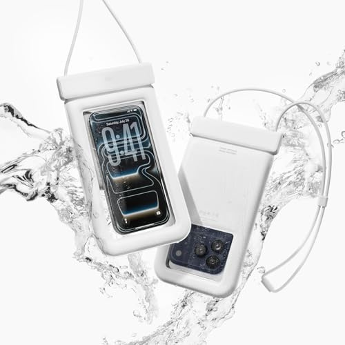 elago wasserdichte Handyhülle [IP68 Zertifiziert Wasserdicht] für Alle iPhone, Galaxy, Anderen Smartphones, Unterwasser Touchscreen-Trockenbeutel, Doppelter Reißverschluss (Weiß)