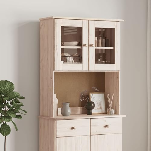 Gecheer Sideboard-Aufsatz ALTA Highboard-Oberteil Buffet-Aufsatz Aufsatzschrank Schrank-Aufsatz Buffet-Schrank Vitrine Möbel-Aufsatz Küchenschrank Vitrinen-Aufsatz 77 x 30 x 92 cm (B x T x H)