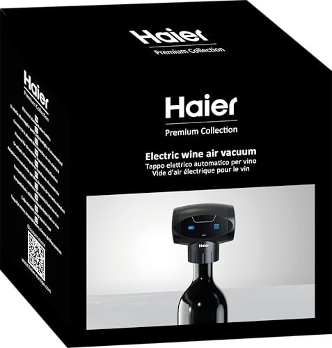 Haier Weinverschluss Vakuum, Premium Collection I Elektrischer Weinverschluss, volles Aroma bis zu 7 Tage I Wein Vakuumpumpe, auslaufsicher, einfache Anwendung I Stilvolles Geschenk für Weinliebhaber