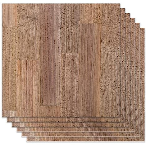 Candeon Lot de 6 plaques de contreplaqué de noyer - Bois non traité, 30 cm x 30 cm - Noir - Contreplaqué de noyer pour bricolage et gravure laser