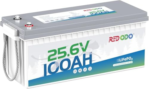 Redodo 24V 100Ah LiFePO4 Batterie mit 100A BMS, Group31, IP65 Wasserdicht | 2560Wh, Niedrigtemperaturschutz, 10 Jahre Lebensdauer AC-DC Ladegerät, für Camping, Solarhaus, Marine, Boot, 4007+ Zyklen