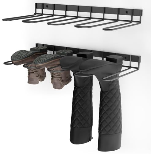 Neulriscn Porta Stivali Welly Boot Rack – Supporto da Parete per 4 Paia – Scarpiera in Metallo per Interni ed Esterni – Scarpiera per Ingresso, Garage, Fango