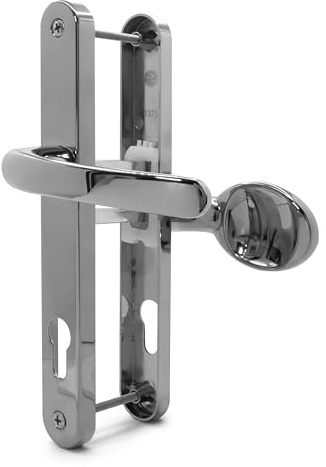 TSS UPVC Door Handle Set- Lever Moveable Pad - 92mm / 62mm PZ (Centres) - 215mm Screw to Screw - Backplate 246mm X 32mm - Replacement UPVC Door Handles - PVC Door Handle (Polished Chrome)