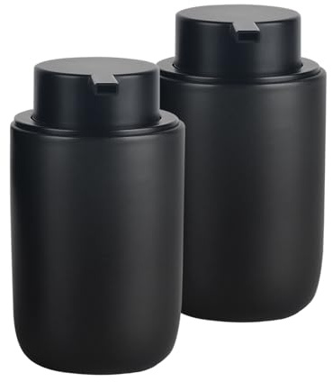 BosilunLife Seifenspender Spülmittelspender, 350 ml Seifespender Keramik Nachfüllbar, Stylisch und rutschfest, BPA-frei für Küche, Bad (Schwarz, Schaumseifenspender)