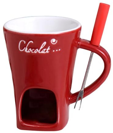 Taza Fondue Chocolate, 130 ml, juego de fondue Chocolate, vela Fondue Chocolate, taza Fondue Chocolate Services de Fondue de Chocolate, (No incluido Vela Calentador de plato) (1, Rojo)