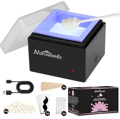 Nasenwachs-Set, tragbarer USB-betriebener Wachswärmer für Nase/Ohr/Augenbrauen/Bart/Lippenhaarentfernung, inklusive 50 g Hartwachsbohnen, 6 Applikatoren & 6 Nasenhaarböhrchen und Silikon-Topf