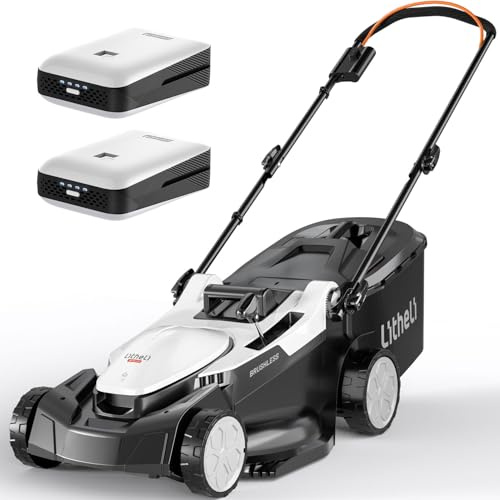 Litheli Akku Rasenmäher 43cm, 40L Fangkorb, 25-75 mm Schnitthöhe,bis 500 m², inkl. 2X 20V 4,0 Ah Akkus