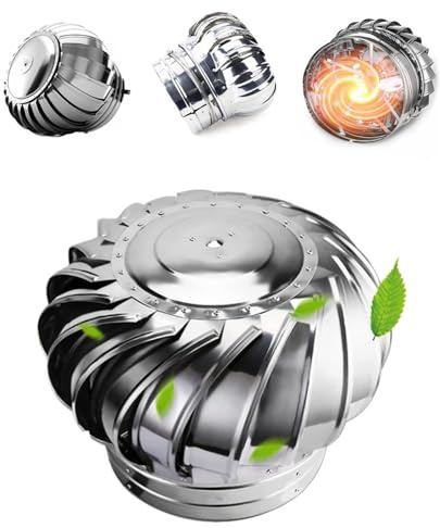 IMUNKT Cappello Eolico Comignolo Girevole per Camini in 304 Acciaio Inox, Aspiratore Fumi Girevole A Sfera Cappuccio per Camino, 200mm 160mm 110mm(400mm/16in)