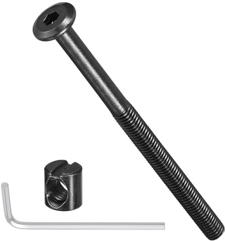 METALLIXITY Juego De Tuercas Y Tornillos Conectores Para Muebles Con Llave (M6-1x120mm) 24 Piezas, Tornillo Conector M6 Tuercas Barril Tornillos De Sujeción, Para Silla Gabinete Cama, Negro