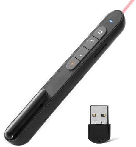 Presentation Clicker for Powerpoint, 328FT/100M Wireless Presenter Remote Presentation Pointer, 2.4GHz Hyperlink Volume Slide Clicker for Presentations Powerpoint Computer Laptop Mac