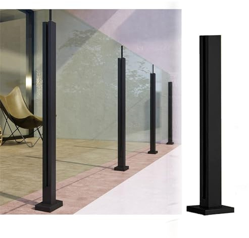 Kit per scale in acciaio inox 304 il – ringhiera quadrata in vetro nero, 75 cm, balaustra di sicurezza per scale e balconi sicuri
