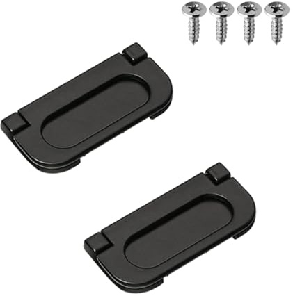 Lot de 2 poignées de traction encastrées avec vis, poignée de porte coulissante cachée pour armoire, tiroir, trappe de bateau (lot de 2, noir)