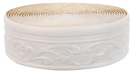 Yardenfun Moulures de Finition Flexibles Autocollantes 8 CM Largeur Bande Adhésive en Mousse Blanche 10 M Plinthes Murales Décoratives pour Protection D’Angles et Finition Intérieure