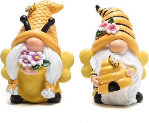 ZAWUU Honey Bee Gonks Gnomes Figurines — Resin Spring Garden Gnomes, Cute Bumblebee Tabletop Decor & Gift for Home, Shelf, Patio