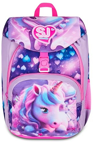 SJ GANG STYLE JAM GANG Zaino Scuola Primino PIXIE UNICORN, Rosa, 20L, Monoscomparto, Doppia tasca frontale, Tasca portaborraccia, Finitura scintillante su tasca e pattina, Scuola elementare, Bambina