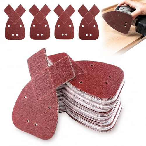40 Piezas de Papel de Lija para Lijadora de Ratón – Juego de Lijas con 4 Granulometrías (40#, 80#, 120#, 150#) para Madera, Metal, Plástico y Más