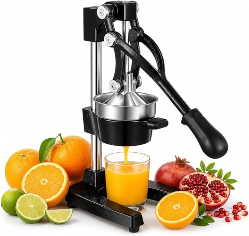 SIAZIH Presse Agrumes Manuel Pro, Presse Orange Manuel à Levier Fonte, Presse Citron Manuel Silencieux Sans Électricité, Presse Orange Pressage Froid, Pressoir à Fruit Effortless Agrumes