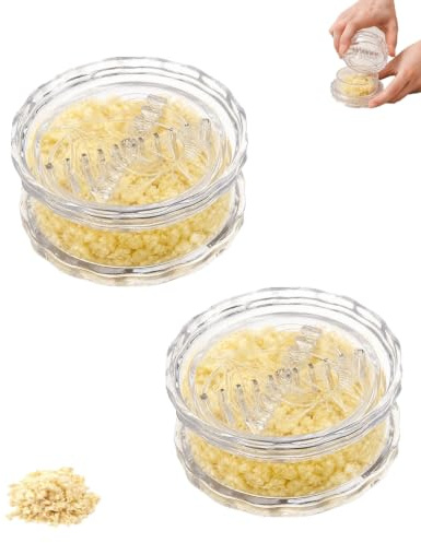 Clear Manual Garlic Twister Multi Functional Mincer Grinder Food Grade Plastic Twist Masher for Onion Ginger Herbs Nuts Impact Resistant Kitchen Gadget Compact Press Tool Home Cooking(2pcs)