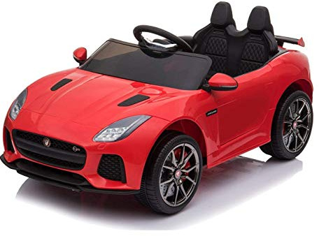 BC BABY COCHES Jaguar F-Type SVR Coche eléctrico para niños con batería 12v, Mando Control Remoto teledirigido para Padres, Licencia Oficial, asa de Transporte y Maletero. (Rojo)