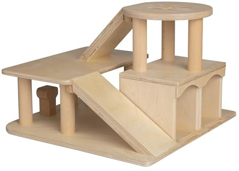 Van Dijk Toys wooden toy garage with helicopter deck - Natural (Childcare quality)