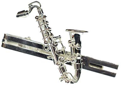 Miniblings Pince à cravate pour saxophone + boîte de saxophone Argenté, 45mm, Non connu