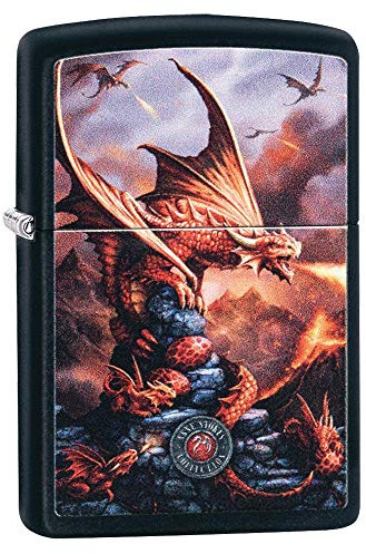 Zippo Briquet de Poche en Laiton, Dragon Rouge Mat Noir, 1 unité (Lot de 1)