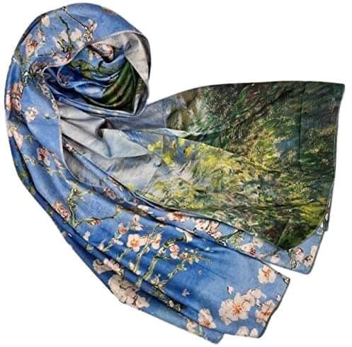 Goods4good Schal aus 100 % Seide, Gemälde, berühmte Karos für Damen / Herren, elegant, sehr weich, Herbst/Frühling, 170 x 63 cm, weiß, 38