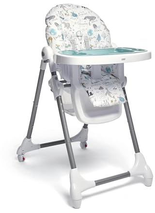 Mamas & Papas Snax Adjustable Baby High Chair for 6 Months Plus, Toddlers, Reclining, Foldable Highchair with Wipeable Removable Tray, Baby Feeding Chair, 120 x 90 x 85 cm, Happy Planet