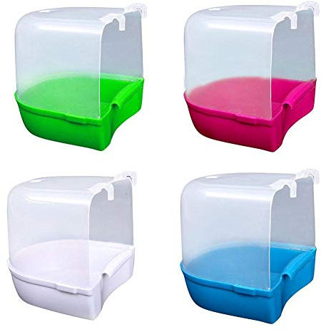 YITON Vogelbäder Vogel Badewanne Kunststoff Vogel Wasser Bad Box Haustier Vogelkäfig Hängen Bad Dusche Stehbehälter Für Papagei Sittich 4St