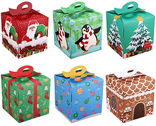 Cabilock 24 Geschenkboxen Set Weihnachten Weinachten Weihnachten für Kekse, Sü?igkeiten, Kuchen Hochzeitsbevorzugung Party Dessert Cookie Xmas Weihnachtsdeko