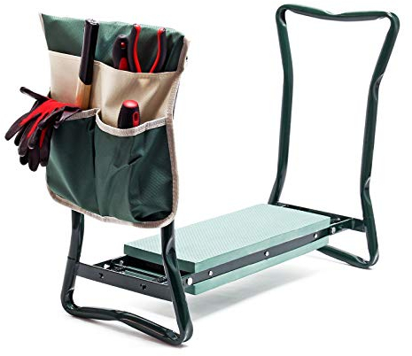 Wiltec Inginocchiatoio imbottito da giardino pieghevole con borsa per attrezzi Sgabello Max 150 kg