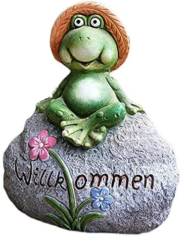 XXXXW Gartenstatuen Outdoor Simulation Frog Welcome Card Dekoration Tierskulptur Ornamente, gebraucht für Restaurant Hotel Willkommen Dekor Ornament Dekorative Gartenskulptur