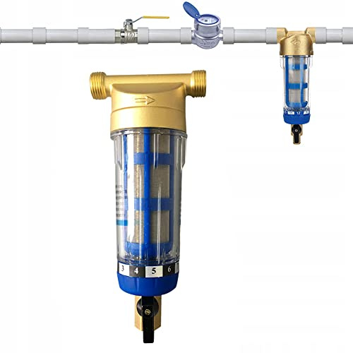 Opaltool Filtro per Sedimenti Spin Down da 40 Micron, Filtro Acqua Riutilizzabile per Sedimenti Filettature Esterne Prefiltro per Acqua Filtro per Sedimenti per Acqua di Pozzo