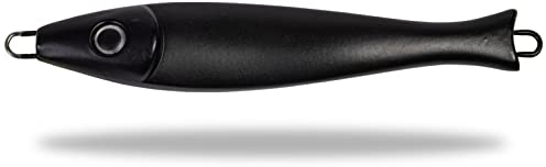 Rhino Premium Big Head Pilker Angelköder für das Meeres-Angeln Kunstköder für große Tiefen in Norwegen in klassicher Form, scharfe und stabile Drillings-Angelhaken, schwarz, 400 g