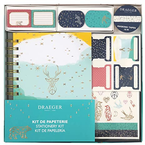 Draeger Paris – Pennset – anteckningsbok 13 x 18 cm + dekorativa tillbehör, konstellationskollektion