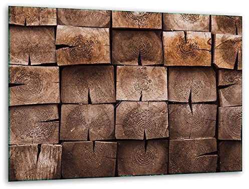 TMK, Schneidebrett glas 40x30 mit motiv Holz Schneideplatte, Herdabdeckplatte deko glas