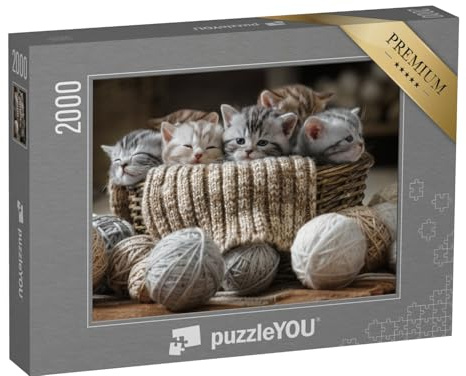 puzzleYOU: Puzzle 2000 Teile „Gruppe von kleinen gestreiften Kätzchen“ – aus der Puzzle-Kollektion Katzen-Puzzles