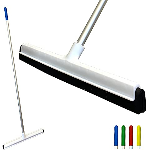 Colour Coded 46cm Floor Squeegee Mop with 120cm Aluminium Handle | Quick Drying Wet Room Floor Squeegee Heavy Duty | Double Foam Squeegee Blade Floor Wiper for Bathroom, Kitchen, and Shower (Blue)